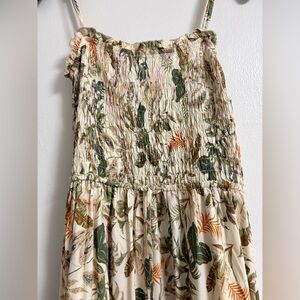 Olivaceous Maxi dress size Small cream green orange floral pattern